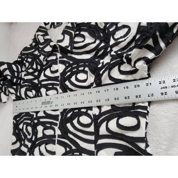 Samuel Dong Womens Black & White Patterned Jacket XL Cotton Blend Stretch - Picture 7 of 8